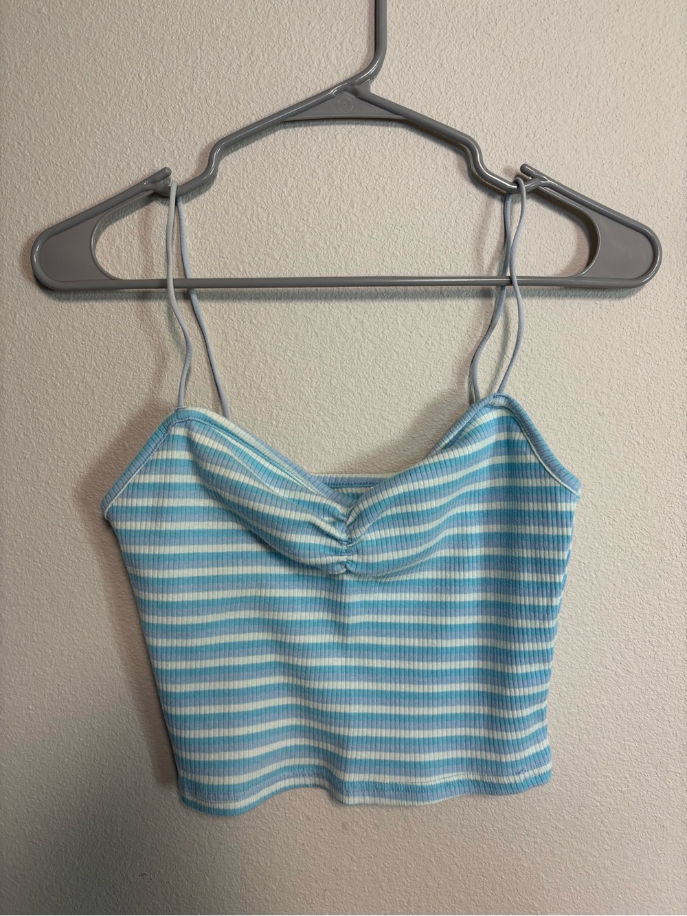 PacSun Blue & White Striped Ruched Ribbed Cami